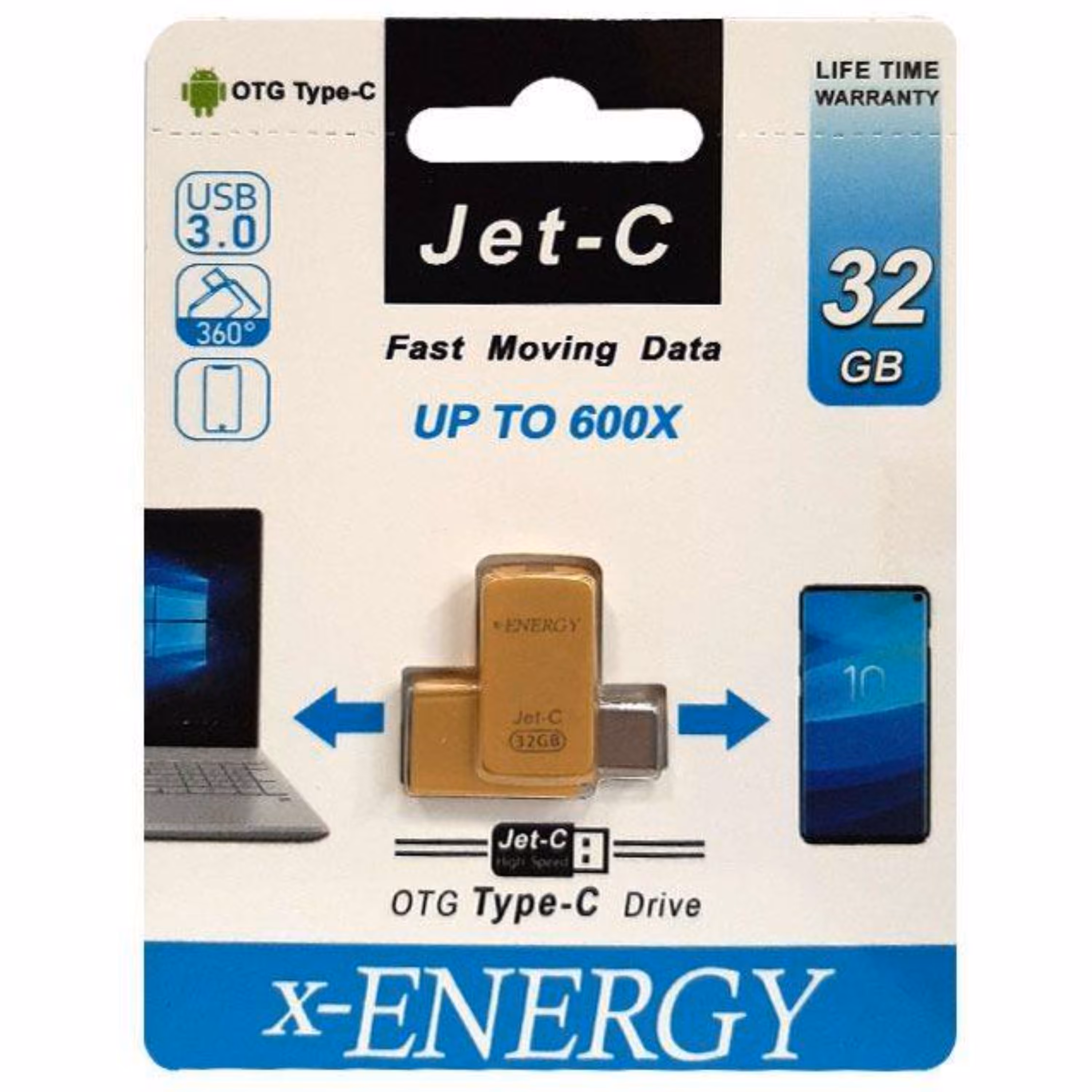 فلش مموری ایکس انرژی  usb3 مدل JET-C ظرفیت 32 گیگابایت طلایی