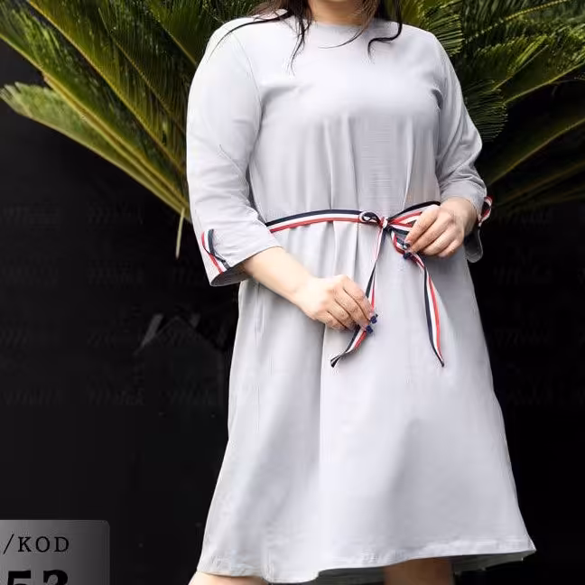 پیراهن آستین سه ربع با کمربند