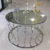 میز جلو مبلی عسلی قهوه خوری پاف مدل گلدانی کروم