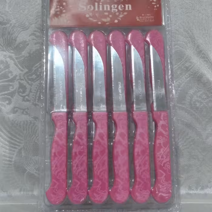 کارد استیل 12 عددی رنگ صورتی