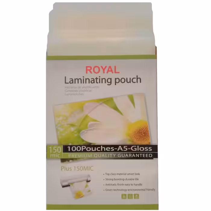 طلق پرس رویال 150 میکرون سایز A5 بسته 100 عددی