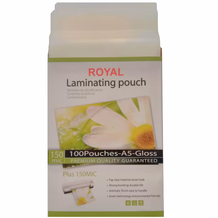 طلق پرس رویال 150 میکرون سایز A5 بسته 100 عددی