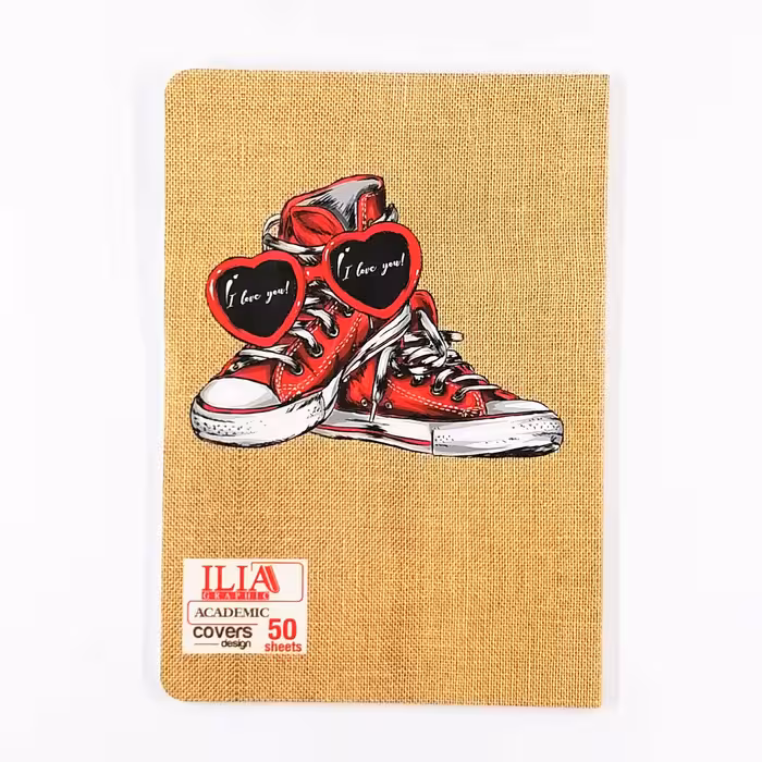 دفتر 50 برگ ایلیا ته چسب طرح کتونی