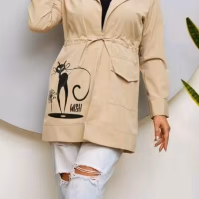 مانتو اسپرت زنانه داکرون مدل کمر گت بهاره 1223