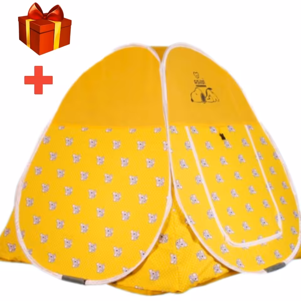 چادربازی فنری کودک با طرح زیبا خرسی زرد و پارچه تترون درجه یک (تهران سایانا) 