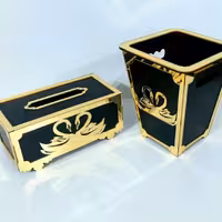 ست جا دستمال کاغذی و سطل آشغال 