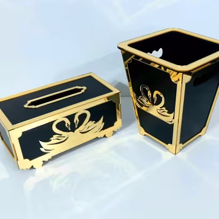 ست جا دستمال کاغذی و سطل آشغال 