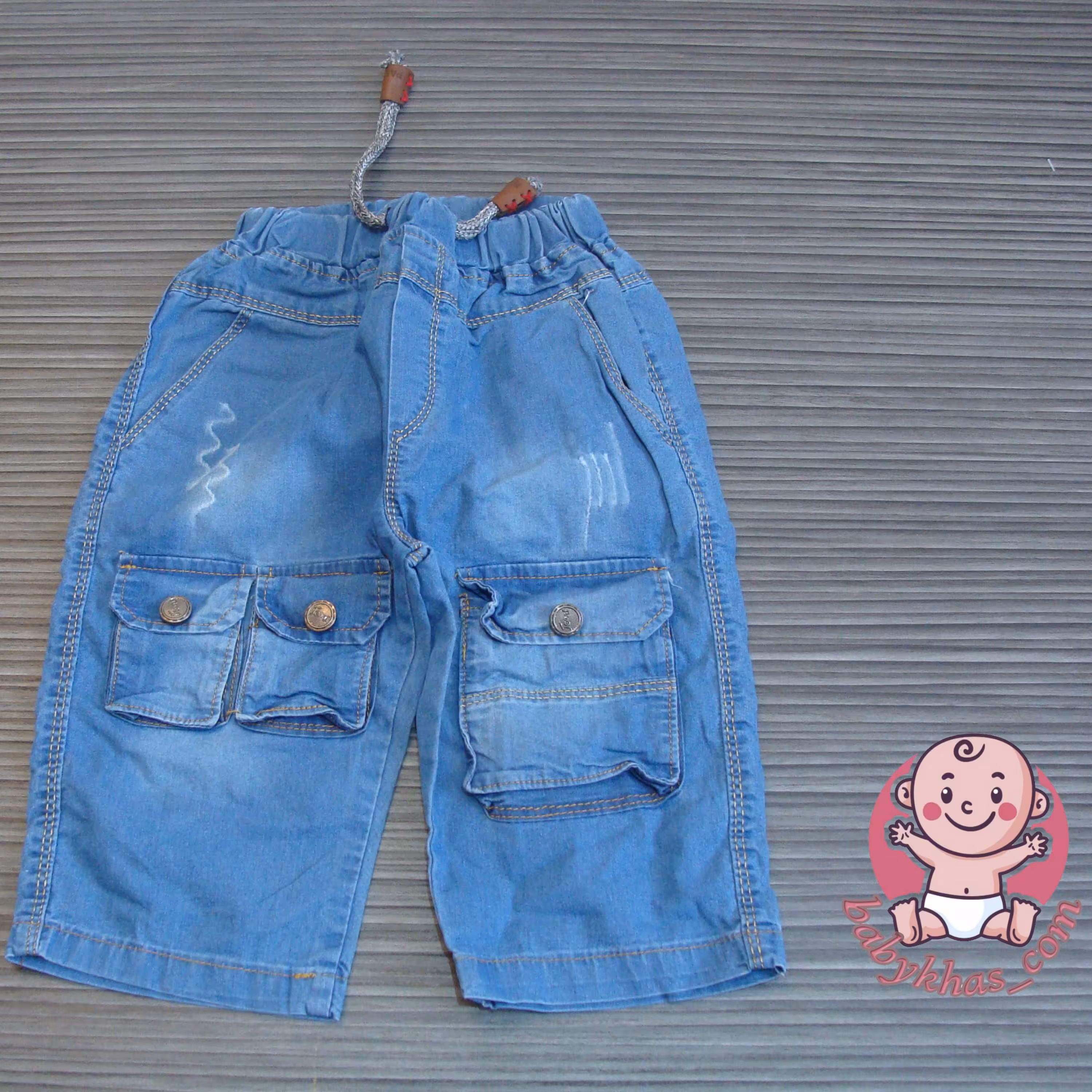 شلوارک لی کاغذی طرح جیب جلو