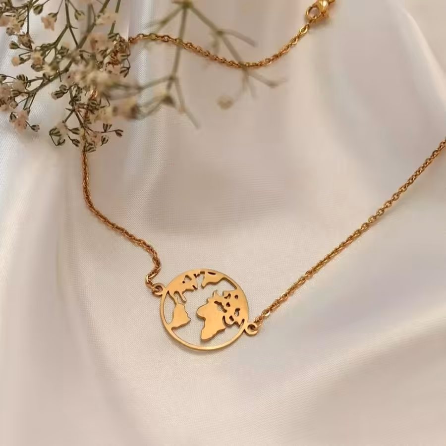 گردنبند کره ی زمین طلایی 