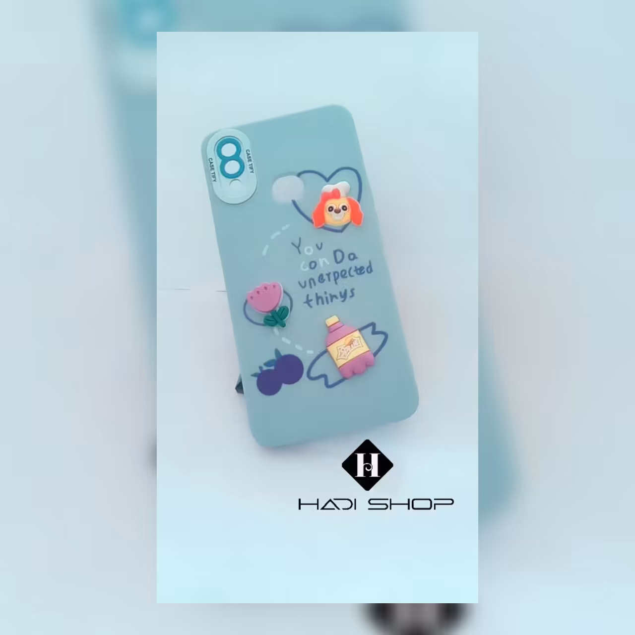 قاب گوشی فانتزی عروسکی A10s رنگ ابی روشن طرح برجسته