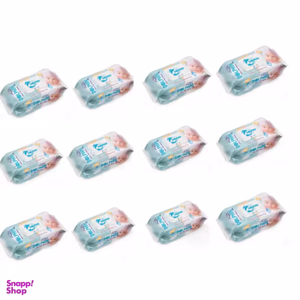 دستمال مرطوب کودک دلفین (Dolphin) مدل Eco4 بسته 120 عددی مجموعه 12 عددی