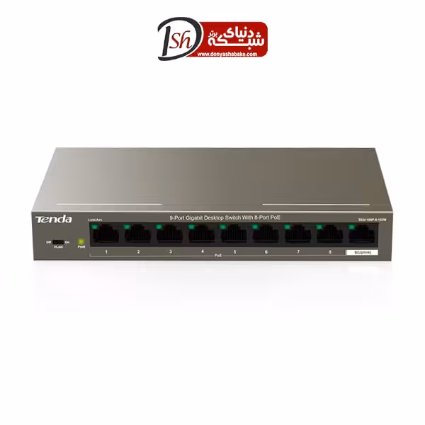 سوییچ 9 پورت گیگابیتی هوشمند تندا مدل TEG1109P-8-102W - دنیای شبکه برتر