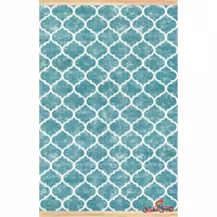 فرش ماشینی کلاریس کلکسیون مدرن کد 100450 طرح مراکشی سبز آبی