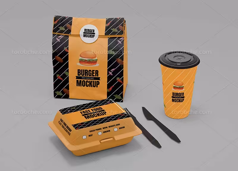 موکاپ ست فست فود | گرافیک با طعم تربچه