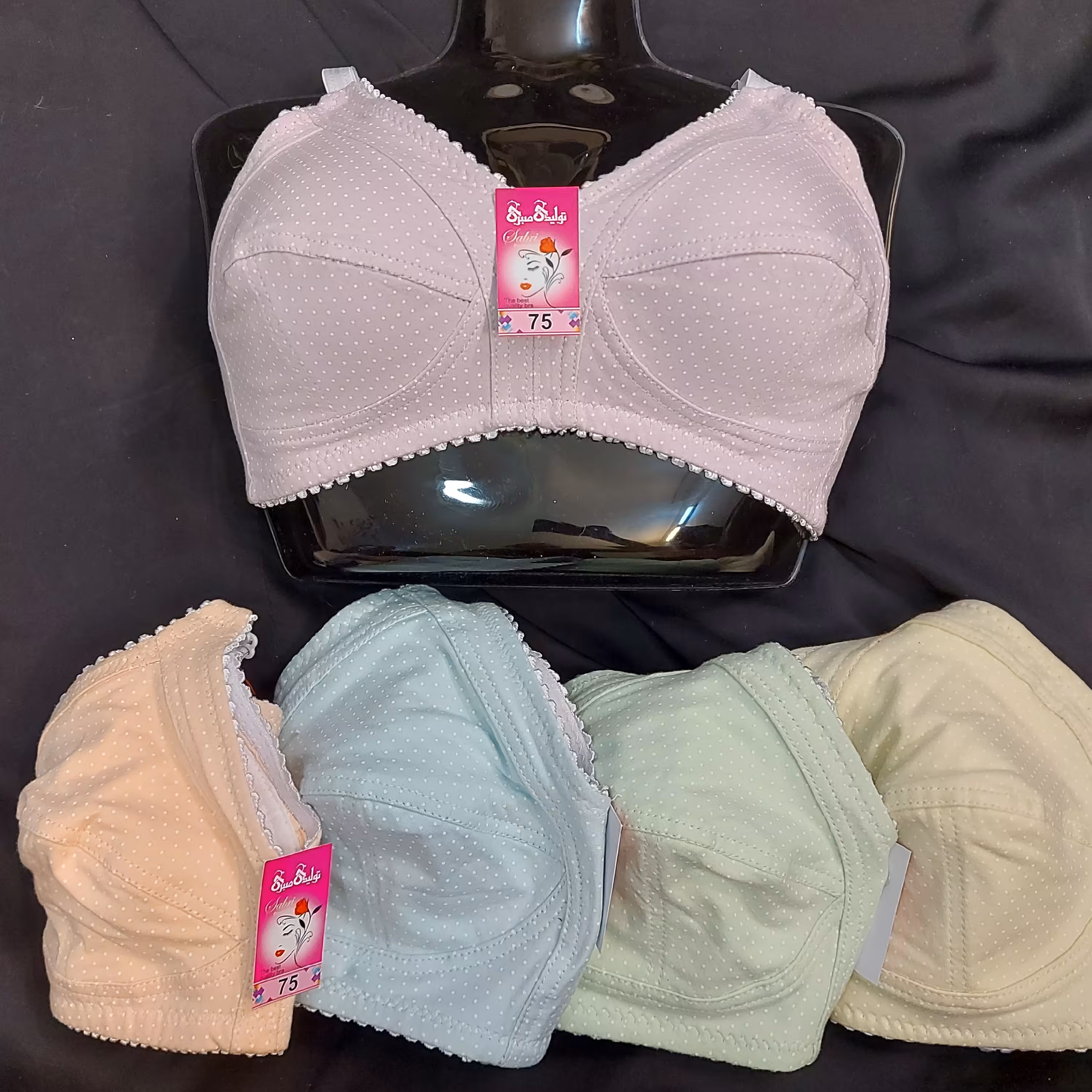 سوتین نخی رنگ پاستیلی سایز 75 الی 90