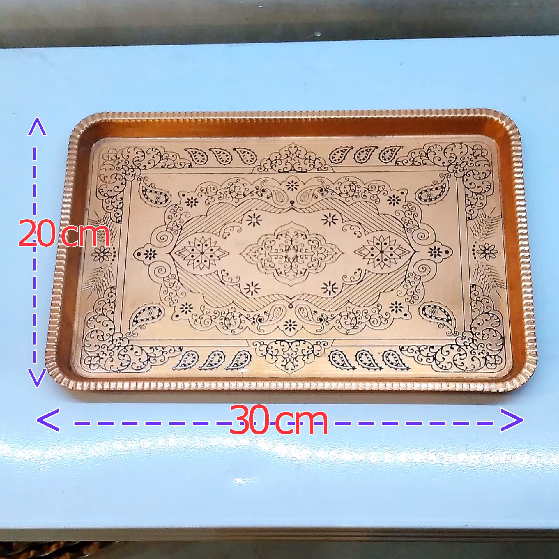 سینی مستطیل مسی زنجان سایز 2طول 30