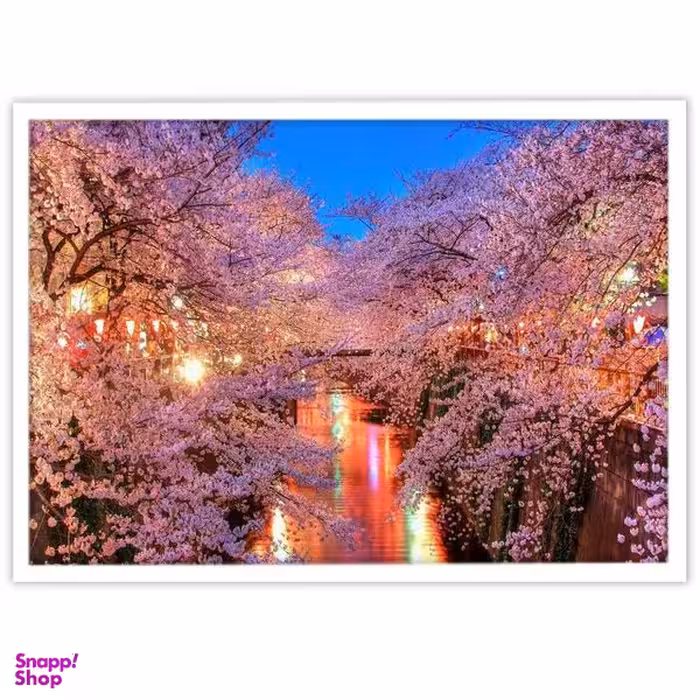 تابلو نوری بکلیت طرح طبیعت آسیای شرقی و شکوفه گیلاس مدل W-8868