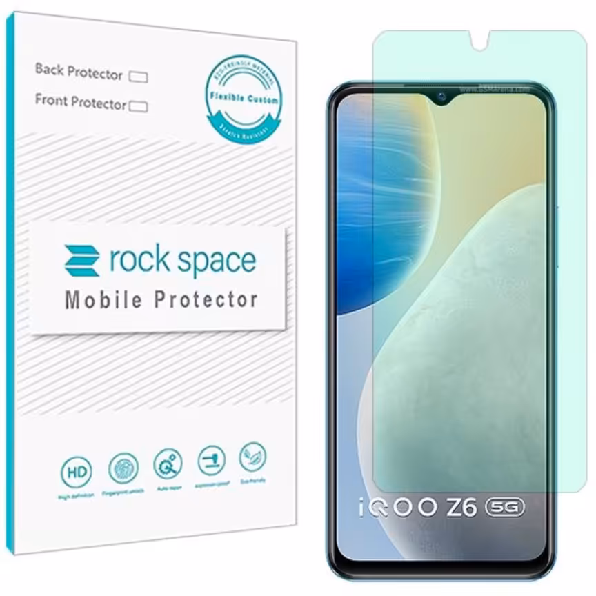 گلس   ویوو iQOO Z6 مدل نانو هیدروژل گرین لایت برند راک اسپیس   