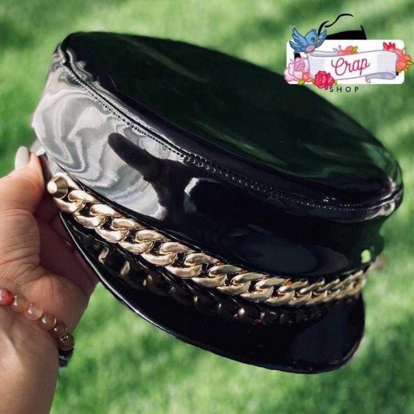 کلاه زنجیری چرم لاتکس براق
