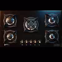 اجاق گاز  رومیری پنج شعله پادیسانی مشکی و سفید فیاما Fiammaسایز 85×52