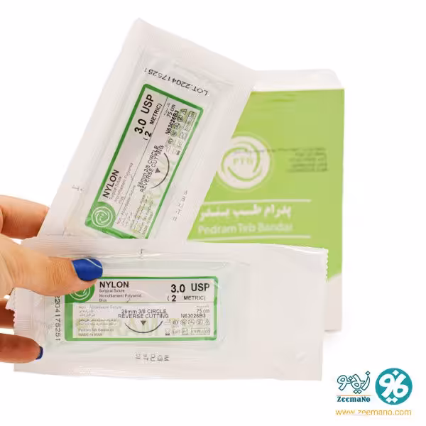 نخ بخیه نایلون 3/0 با سوزن ریورس کات