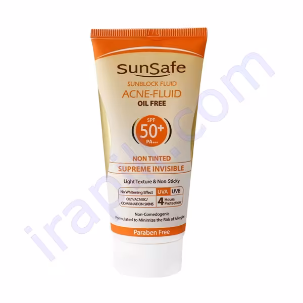 کرم ضد آفتاب SPF50 فاقد چربی سان سیف حجم 50 میلی لیتر