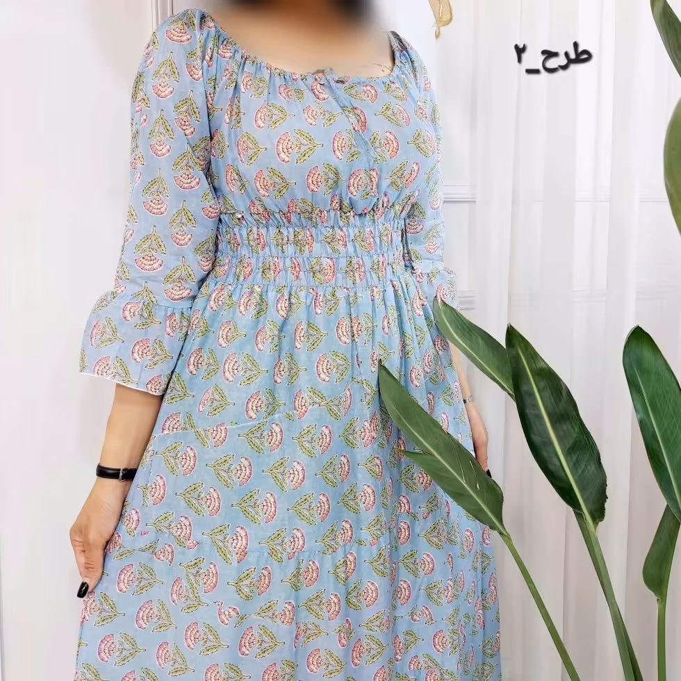 پیراهن زنانه تابستانه نخی فری سایز 38تا46