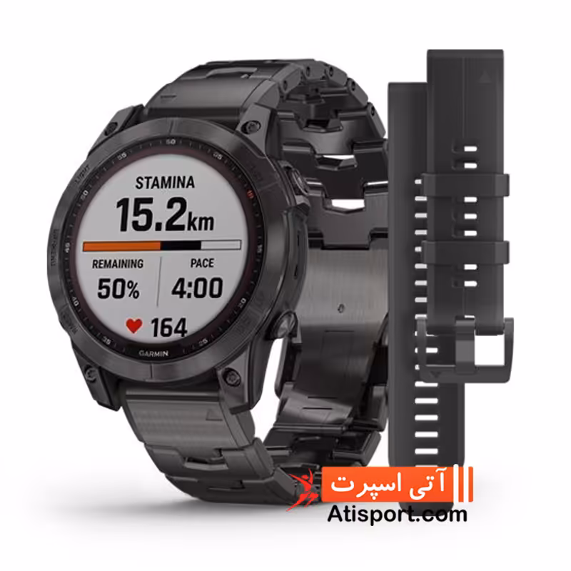 ساعت مالتی اسپرت گارمین fenix 7 Sapphire Solar Carbon Grey کد 254039