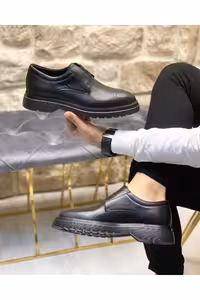 کفش های کژوال مشکی مردانه 0619 سیاه و سفید چرمی واقعی ByItallanoshoes