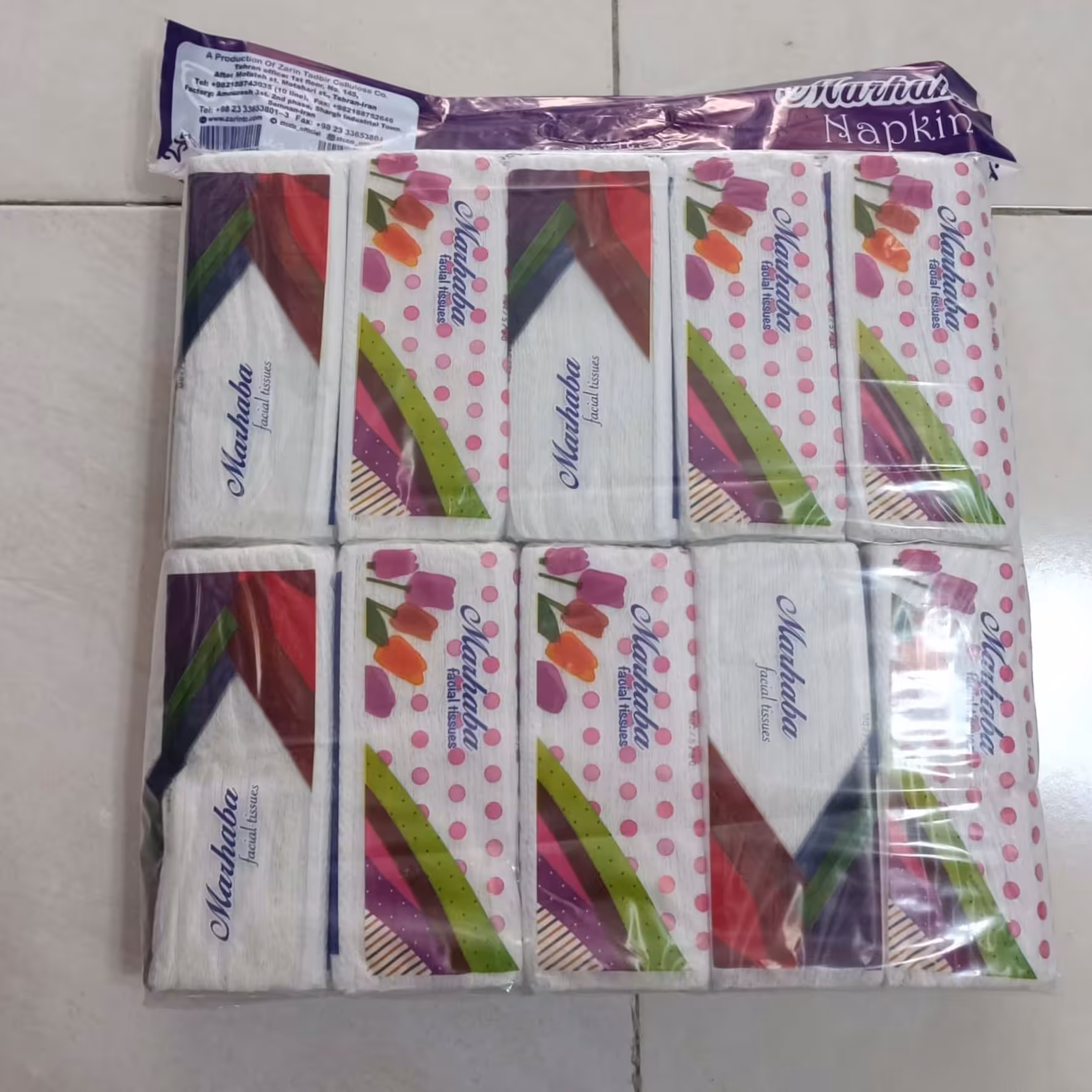 دستمال اقتصادی مرحبا 10 تایی  محتوی 100 برگ دولا 3 بسته 