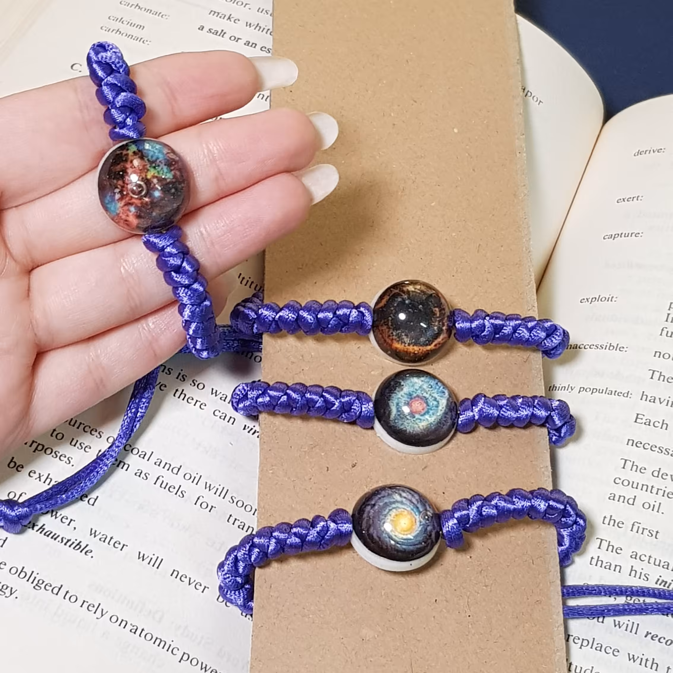 دستبند کهکشانی بند بافت بنفش فری سایز  