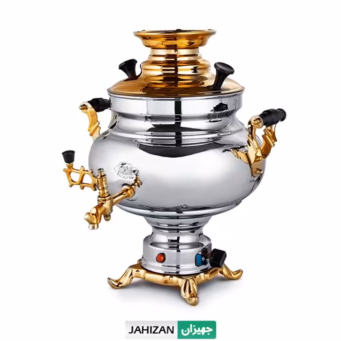سماور برقی عالی نسب مدل سارینا نفیس طلایی حجم 5/5 لیتر