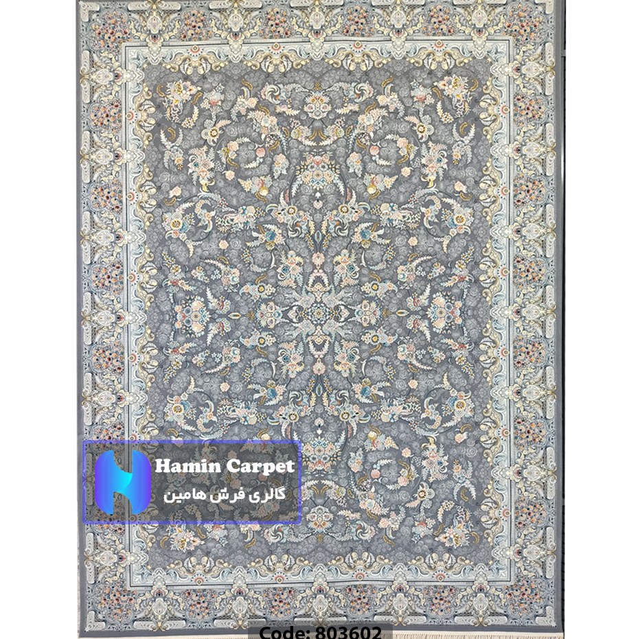 فرش 12 متری 700شانه تراکم 2550 نخ آکلریک رنگ زمینه متالیک کد AR803602