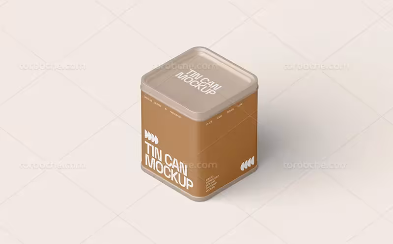 موکاپ قوطی فلزی مستطیلی لایه باز | گرافیک با طعم تربچه