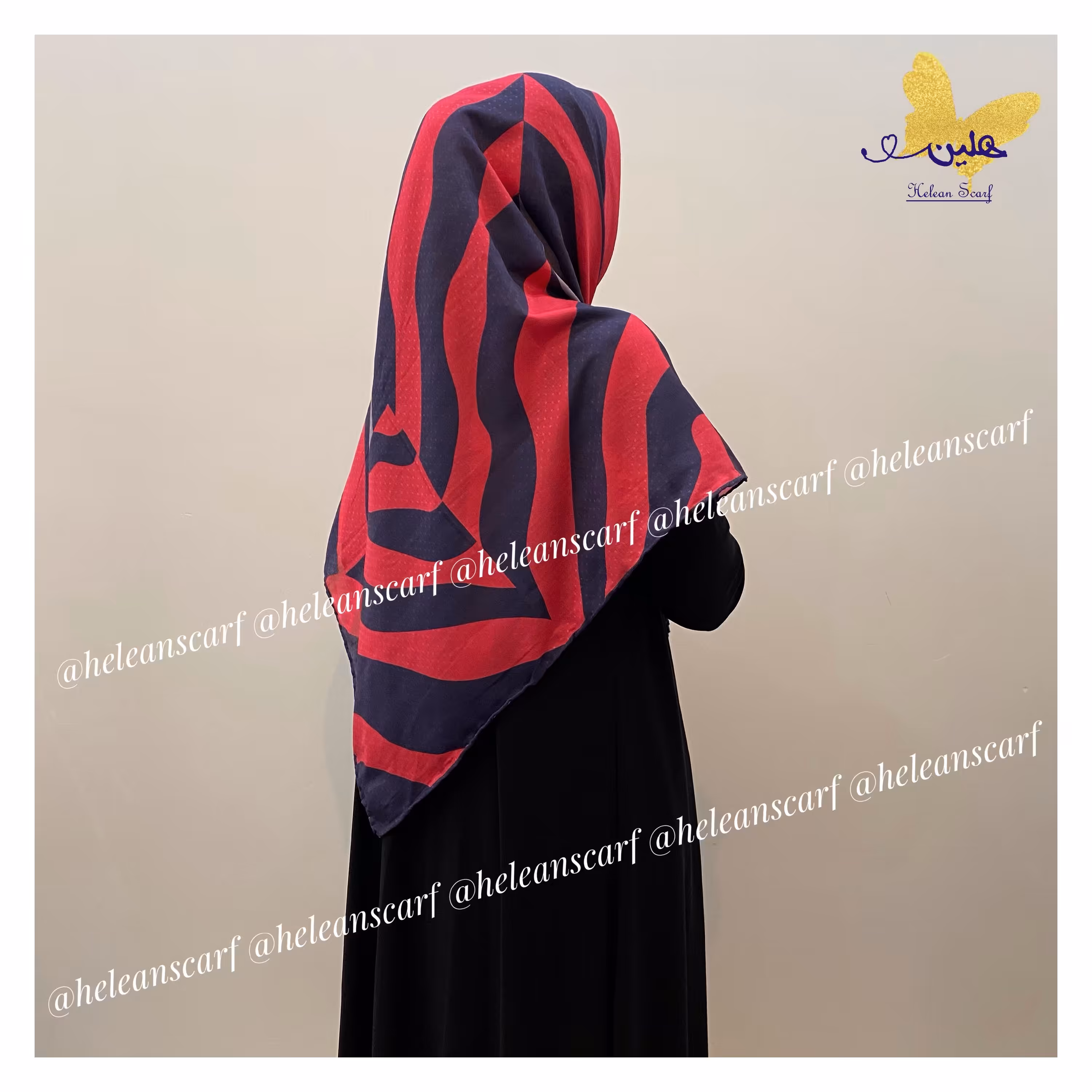 روسری نخی، قواره بزرگ(130)، دور دست دوز، طرح پارچه در عکس دوم