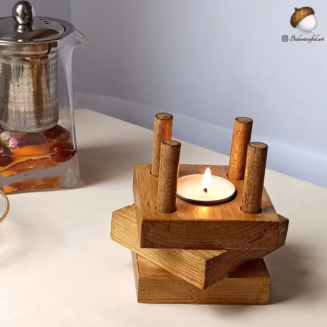 وارمر  قوری و جاشمعی چوبی مدل بهار