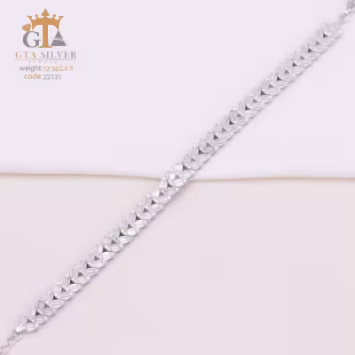 دستنبد نقره زنانه نگین دار مشابه طلا سفید کد 22131