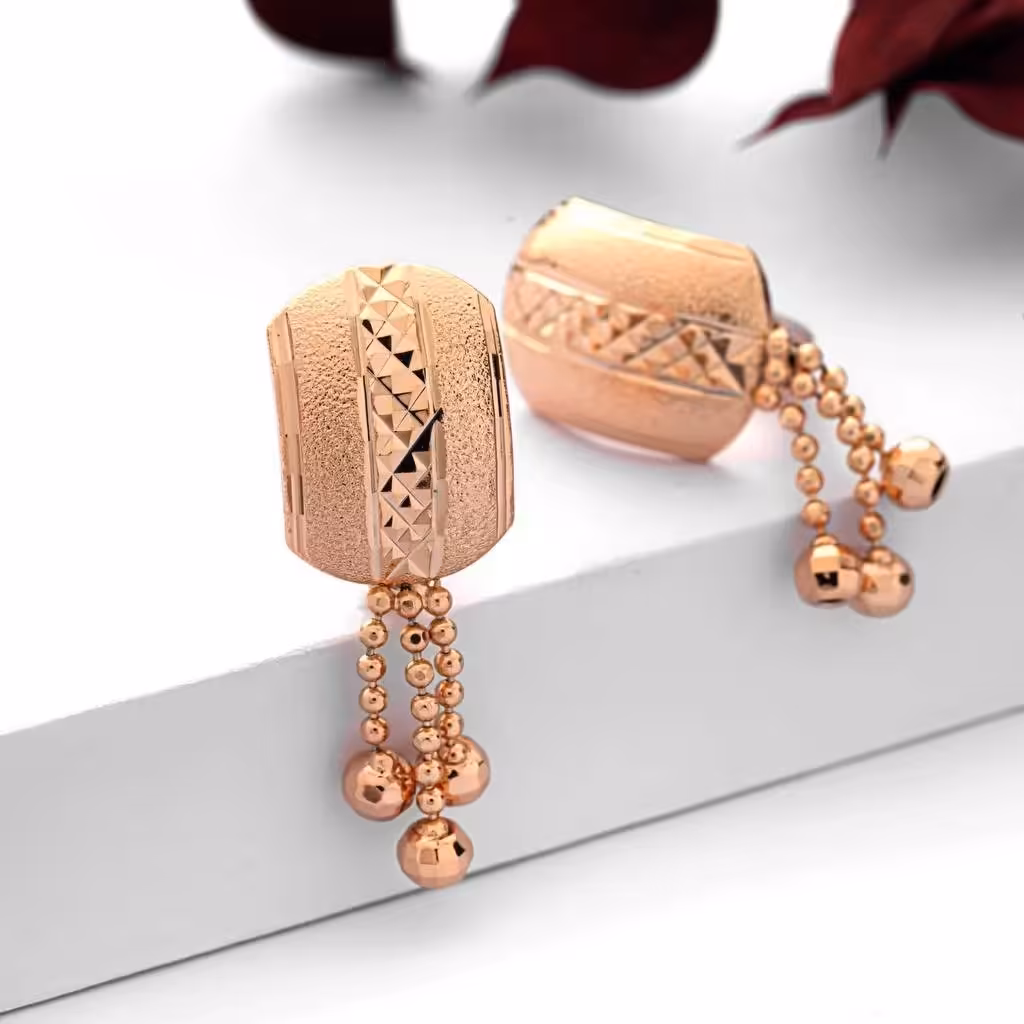 گوشواره ژوپینگ طرح طلا  رنگ ثابت ضد حساسیت 