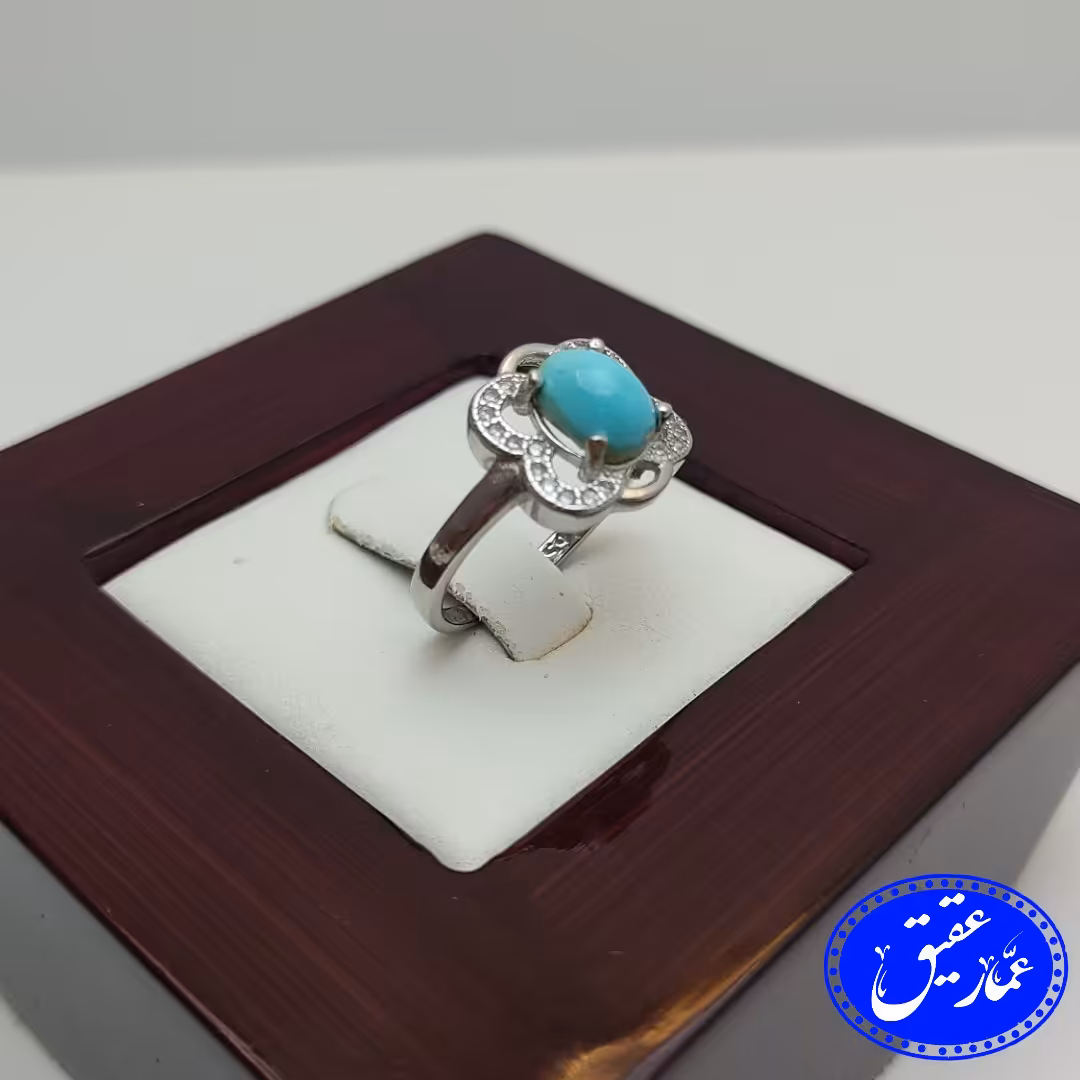 انگشتر نقره زنانه با نگین فیروزه نیشابور کد ف5