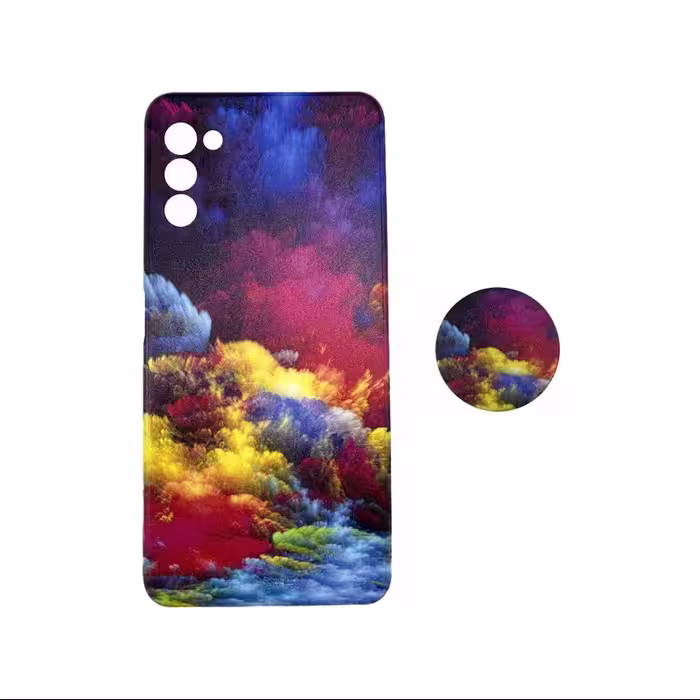 کاور  مدل سیلیکونی مناسب برای گوشی موبایل سامسونگ Galaxy A03s به همراه پاپ سوکت