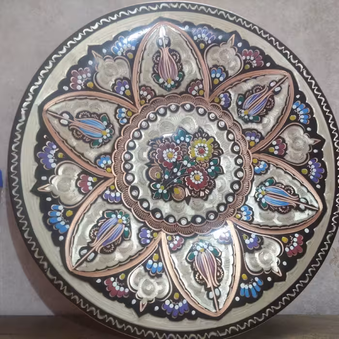 سینی مسی رنگی بزرگ 