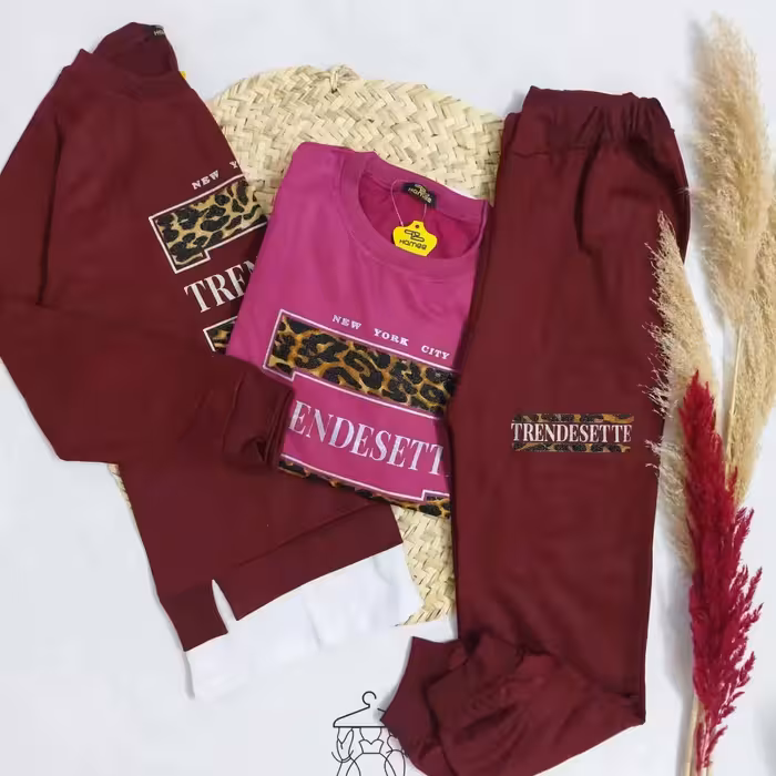 ست بلوز و شلوار تو کرکی، طرح نوار پلنگی. بسیار گرم و نرم