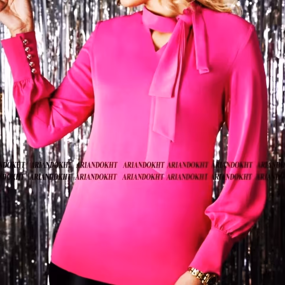 شومیز مجلسی یقه گره ای کراواتی . شومیز سفید (لطفا قبل از سفارش موجودی بگیرید)