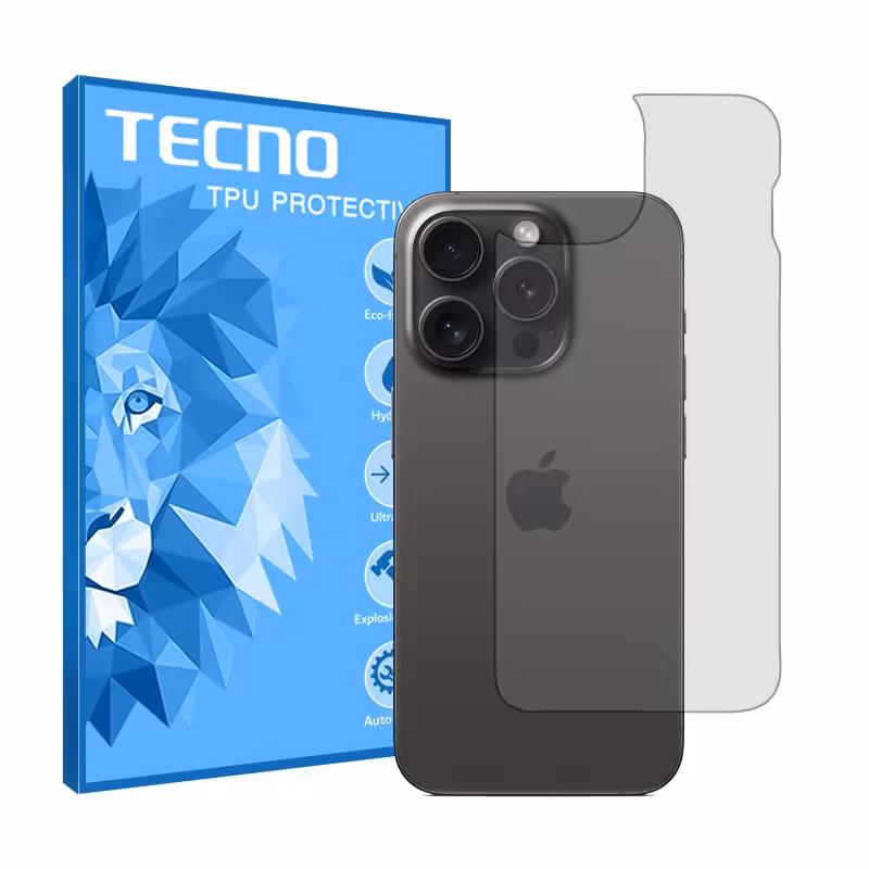 گلس پشت گوشی اپل iPhone 15 Pro مدل هیدروژلی شفاف برند تکنو کد S