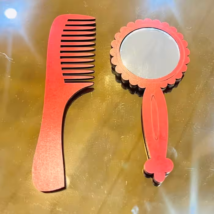 شانه و آینه چوبی رگالی برس