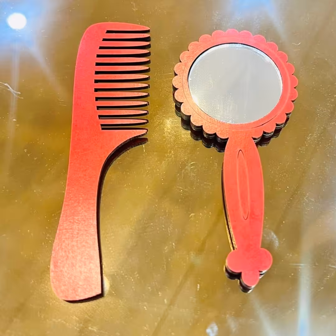 شانه و آینه چوبی رگالی برس