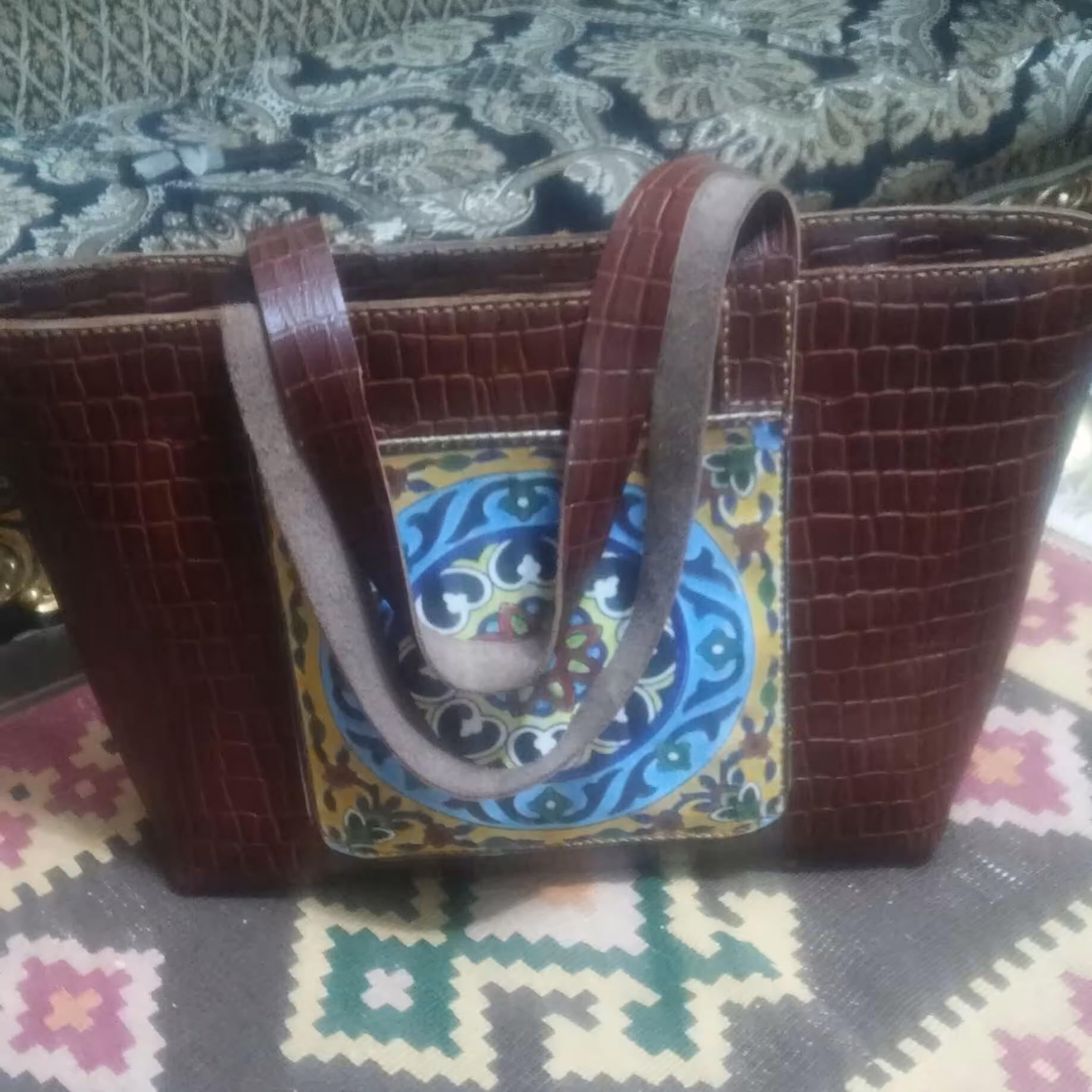 کیف چرم زنانه بزرگ چرم گاوی کاملا دست دوز
