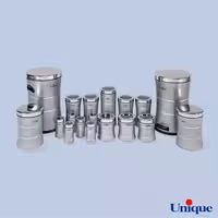 سرویس آشپزخانه 18 پارچه مدل کمر باریک خطی سفید طلایی برند یونیک 4690