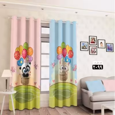 پرده تصویری طرح پاندا و گربه