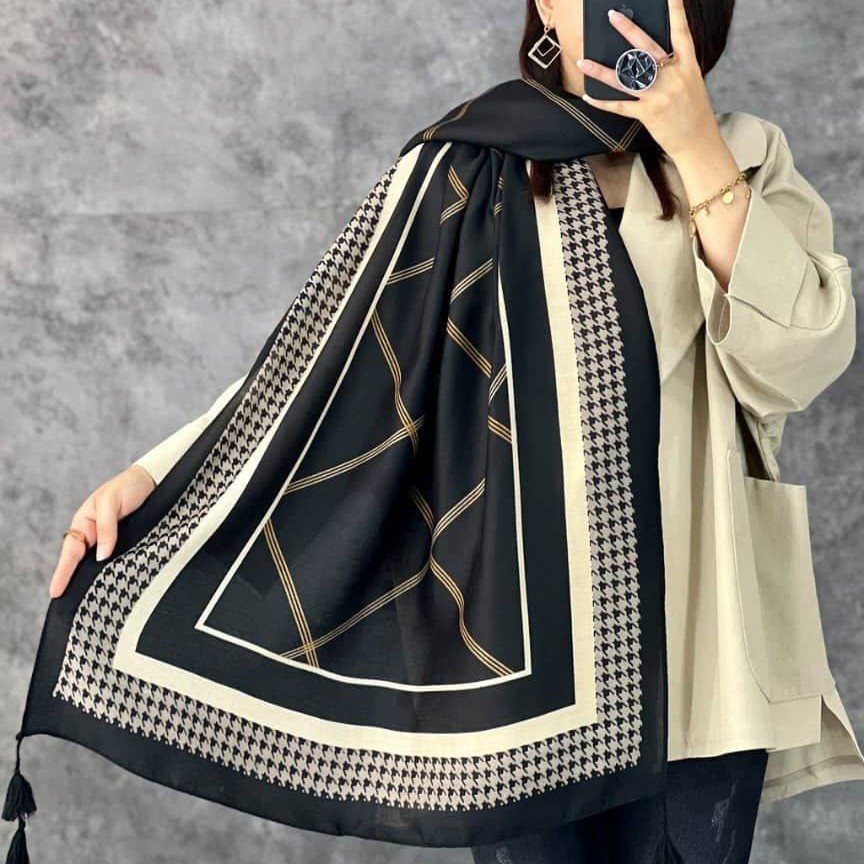 شال نخی بهاره منگوله دار  صابونی